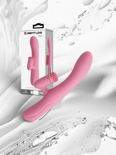 Silikonowy wibrator z funkcją stymulacji łechtaczki i   USB Pretty Love