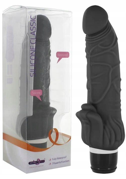Silicone Classic Seven Creations silikonowy wibrator dla kobiet czarny