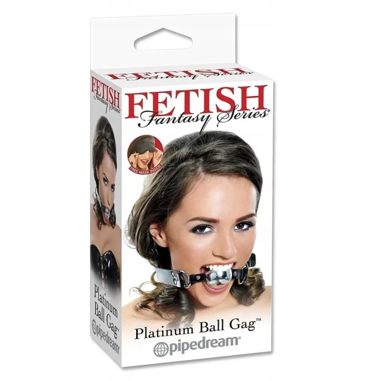 Fetish Platinum Ball Gag srebrny knebel kulkowy BDSM Pipedream