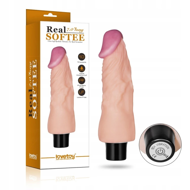 Real Softee – miękki wibrator 18 cm, 10 trybów – widok produktu