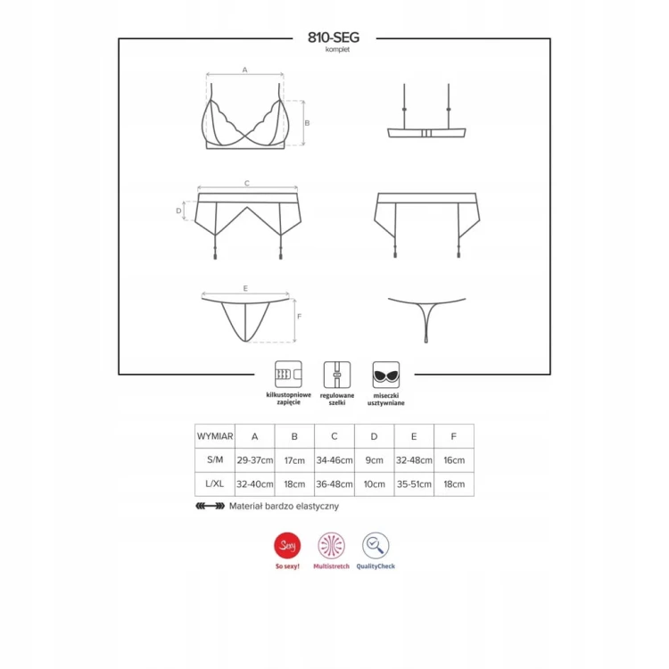 3 częściowy KOMPLET bielizny OBSESSIVE L/XL okazja