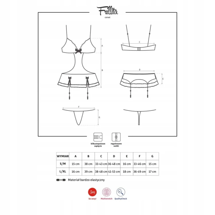 KOMPLET bielizny OBSESSIVE gorset L/XL PROMOCJA