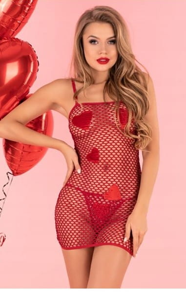 Seksowna czerwona sukienka z siatki Livco Corsetti Sensual Heart L/XL
